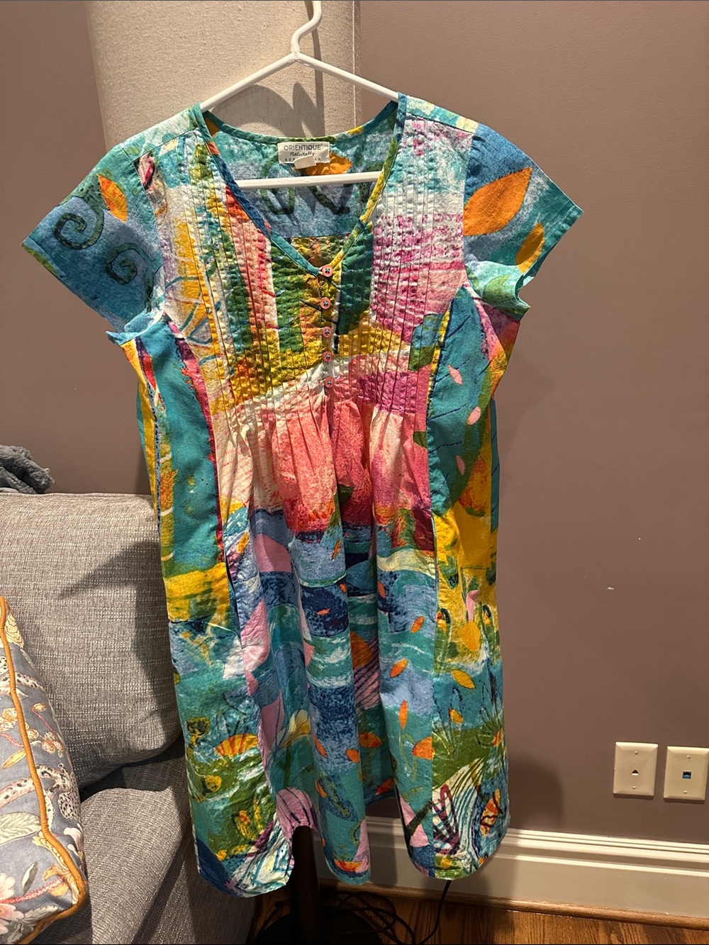 Vibrant Multicolor Patchwork Cotton Casual Dress